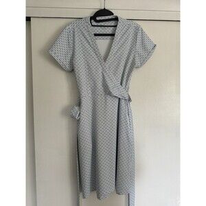 Peter Millar Dress Golf UPF 50+ Blue White Print Wicking Wrap Tie Size Medium